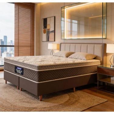 Imagem de Cama Box Queen 158cm Supreme Euro Gazin Base 2Cen, Marrom/Natural