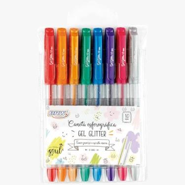 Imagem de Caneta Esferográfica Gel com Glitter 1.0mm Blister com 8 Cores, BRW