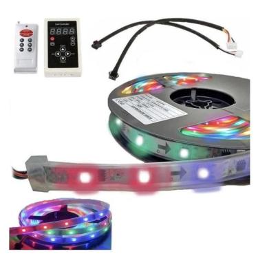 Imagem de Fita De Led Digital 6803 Rgb Com Controle 133 Efeitos Ip67