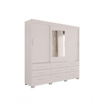 Imagem de Guarda-roupa New Star 3 Portas 9 Gavetas Com Espelho Salleto Branco