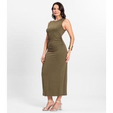 Imagem de Vestido Midi em Molecotton de Viscose Rovitex Verde, M, Verde