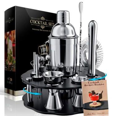Imagem de Kit de Coqueteleira 750ml Profissional com Acessórios de Bar e Suporte