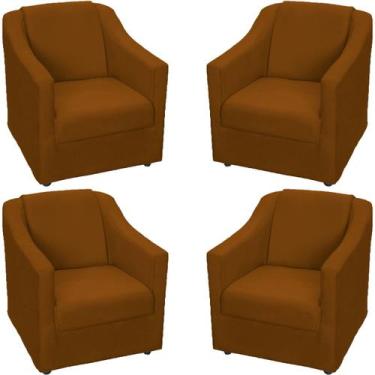 Imagem de Kit 4 Poltronas Decorativa Para Sala Recepção Manicure Barbearia Escri