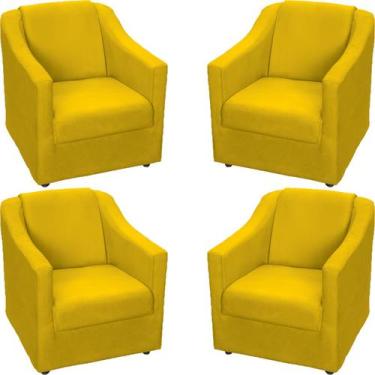 Imagem de Kit 4 Poltronas Decorativa Para Sala Recepção Manicure Barbearia Escri