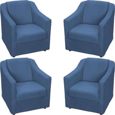 Imagem de Kit 4 Poltronas Decorativa Para Sala Recepção Manicure Barbearia Escri