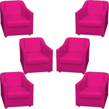 Imagem de Kit 6 Poltronas Decorativa Para Sala Recepção Manicure Barbearia Escri