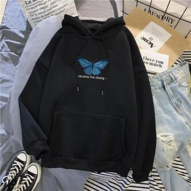 Imagem de Moletom Borboleta Azul Butterfly Estilo Tumblr Moletom Com Capuz Inverno Methodic-Feminino