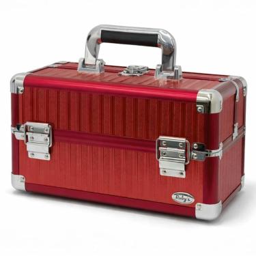 Imagem de Maleta de Maquiagem Ruby´s Vermelha e Prata com 2 Bandejas Fs-1160ff