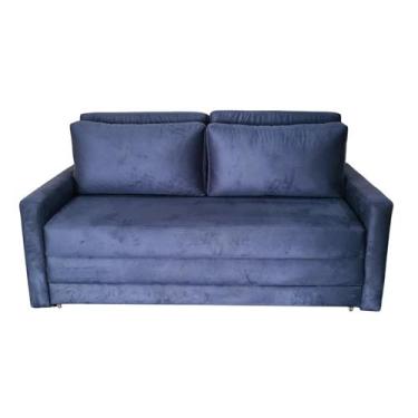 Imagem de Sofá Cama Casal 2 Lugares 180cm Tecido Suede - 4R Estofados, Marinho 1
