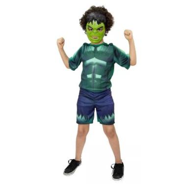 Imagem de Fantasia Hulk Super Heroi Infantil Avengers Vingadores - Fantasia Brás
