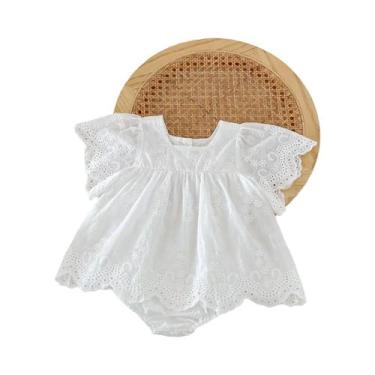 Imagem de Macacão De Verão Em Musselina Com Renda Para Bebês Meninas Recém-Nasci