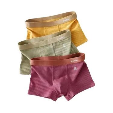 Imagem de Cuecas Boxer Masculinas De Algodão, Pacote Com 3, Confortáveis E Respi