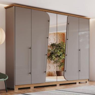 Imagem de Guarda-roupa Casal 6 Portas 6 Gavetas Dubai Avelã/Marrom