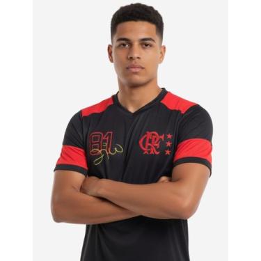 Imagem de Camiseta do Flamengo Mengão Retrô Zico Número 10 Oficial 81, Preto, M