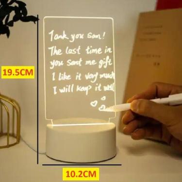 Imagem de Luminária Lousa Recado 3D Tela Acrílico Escrever Placa Mensagem Com Ma
