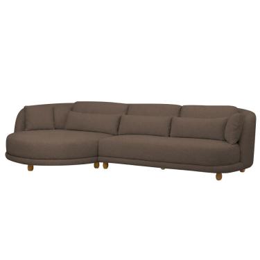 Imagem de Sofá 05 Lugares 330cm Arizona Com Chaise Direito Bouclé Marrom - Nexta Casa