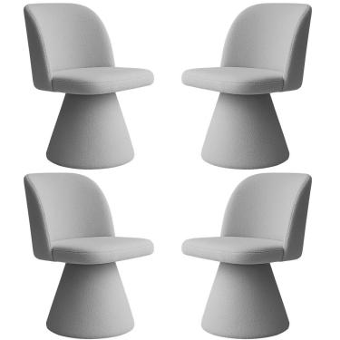 Imagem de Kit 04 Cadeiras De Jantar Giratória Liz Bouclé Cinza Claro - Nexta Casa