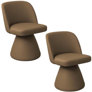 Imagem de Kit 02 Cadeiras De Jantar Base Giratória Liz Corano Marrom - Nexta Casa