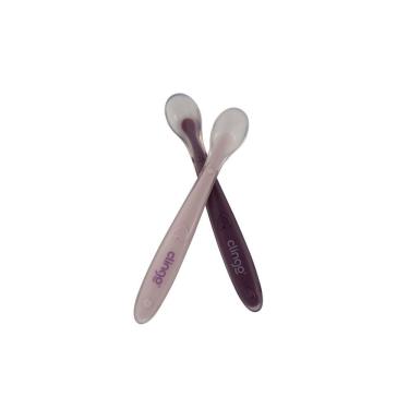 Imagem de Conjunto Com 2 Colheres Infantis Silicone Rose - Clingo