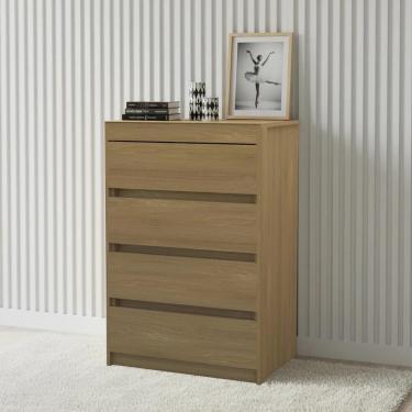 Imagem de Cômoda Quarto Solteiro 63cm 4 Gavetas Samira Freijó L01 - Mpozenato
