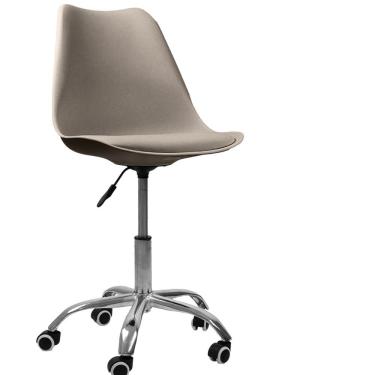 Imagem de Cadeira Office Base Cromada Com Rodízio Giratória Saarinen Bege 1