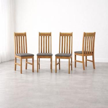 Imagem de Kit 4 Cadeiras Madeira Maciça com Assento Estofado Bielefeld Nogueira/Cinza