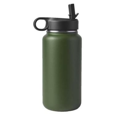 Imagem de Garrafa Termica Com Canudo 1l Bmp1599 - BMAX, Verde Militar