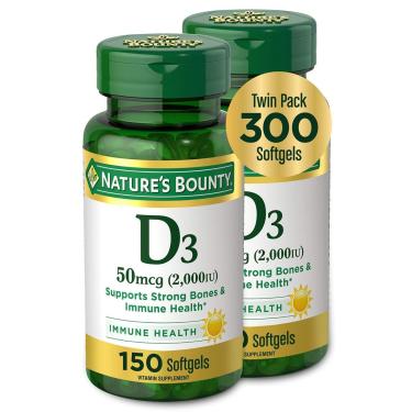 Imagem de Suplemento De Vitamina D3 Nature'S Bounty 50Mcg 2000Iu 150Ct X2-Unissex