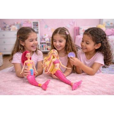 Imagem de Boneca Princesa Sereia Infantil Com Luz Som e Acessórios SORTIDA - DDG