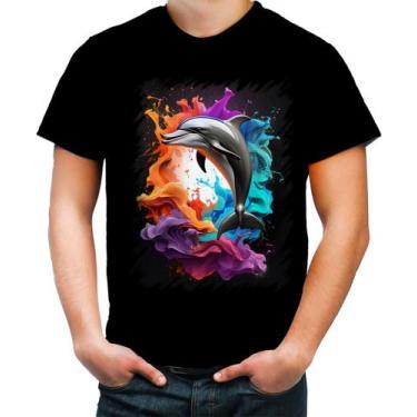 Imagem de Camiseta Colorida Golfinho Inteligência Arte Pintura 6 - Kasubeck Stor