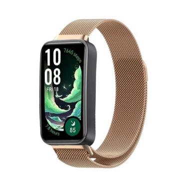 Imagem de Pulseira Magnética De Metal Confortável Huawei Band 10 9 8 Com Fecho M
