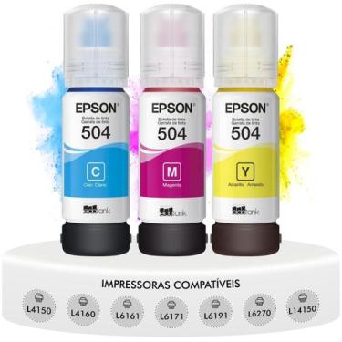 Imagem de Kit 3 Tintas Coloridas Original Epson T504 Compatível L4150 L4160 L616