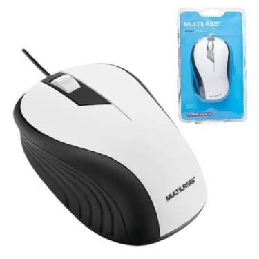 Imagem de Mouse Emborrachado Branco C/ Fio USB Design Ergonômico - Multilaser