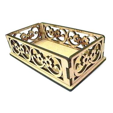 Imagem de Bandeja Decorativa em Mdf Cru 6mm Corte a Laser 55x40x30cm Lenobre