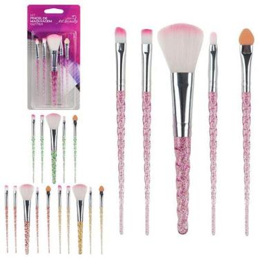 Imagem de Kit com 5 Pincéis de maquiagem fashion glitter p/ Sombras kit essencia
