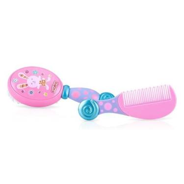 Imagem de Kit Pente E Escova Infantil Nuby Rosa NB00744016 - Adoleta 
