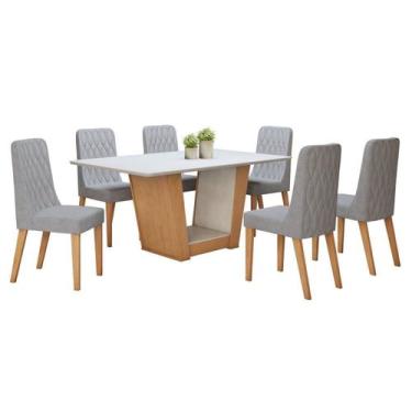 Imagem de Conjunto Sala de Jantar 6 Lugares Retangular Tampo MDF Mesa Apogeu com