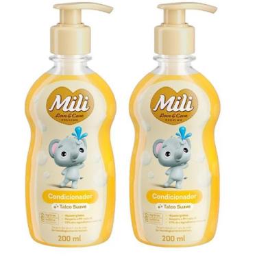 Imagem de Kit 2 Unidades Condicionador Bebê Mili Love Care Talco Suave 200ml Pre