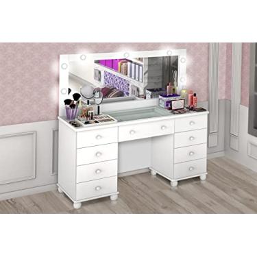 Imagem de penteadeira lx 9 gavetas branco gaveta central com organizador de maquiagem
