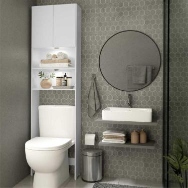Imagem de Armário Banheiro com 2 Leds para Vaso Sanitário e 2 portas Multimóveis