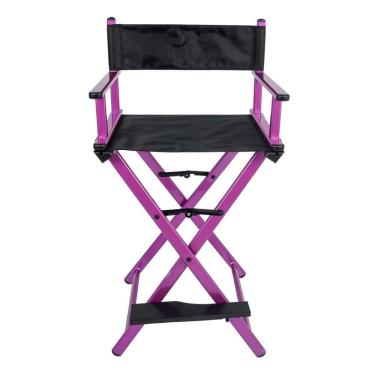 Imagem de Cadeira Maquiador Diretor Cinema Alumínio Pelegrin PEL-Y01C Preta e Rosa