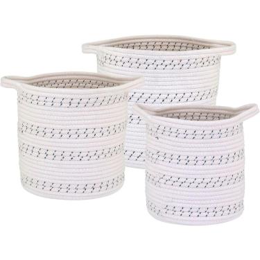 Imagem de Allegra Cesta Tecido Branco 3Pç
