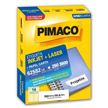 Imagem de Etiqueta Adesiva Pimaco, Ink-Jet/Laser Carta, 62582, Branca, 33.9X101.6mm, embalagem com 250 fls-3500 etiquetas, 874769