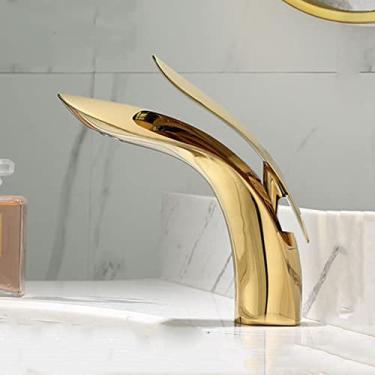 Imagem de Torneira de banheiro de luxo torneira de bacia de cachoeira de ouro rosa único furo torneira de água fria e quente torneira de bacia torneira misturadora torneira de pia, 2, china