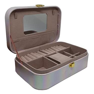 Imagem de Porta Joias Nécessaire Com Espelho Ideal Para Viagem 22cm