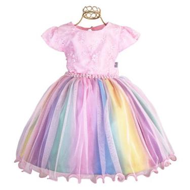 Vestido de verão unicórnio para bebês, lantejoulas arco-íris, vestido de  princesa bonito, presente de aniversário