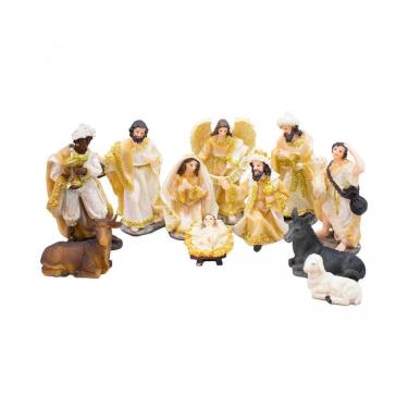 Imagem de Presépio Bege 11 Peças 12cm De Altura Completo Resina