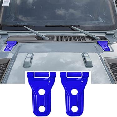Imagem de YANWEN Capa de decoração para capô do motor compatível com Jeep JL JLU Wrangler e Unlimited 2018-2021 (azul 2 unidades)