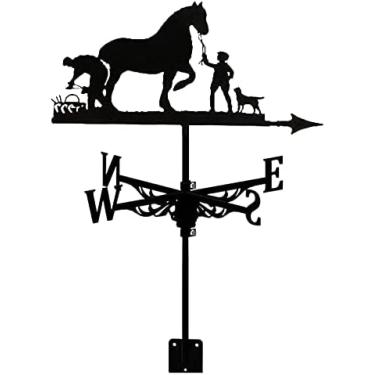 Imagem de Cata-vento Tradicional, Cata-vento Preto Vintage Indicador De Direção Do Vento Oco Para Decoração De Prado De Telhado De Jardim Ao Ar Livre Cata-vento,Estilo5,Collector88