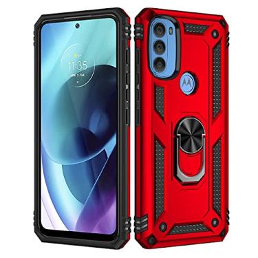 Imagem de Capa de celular Para Motorola Moto G71 Case Mobile Phone com estojo de suporte magnético, Proteção à prova de choque pesada para Motorola Moto G71 (5G) (Color : Rojo)